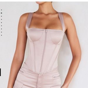 Harmony stone satin structured corset Sz XS